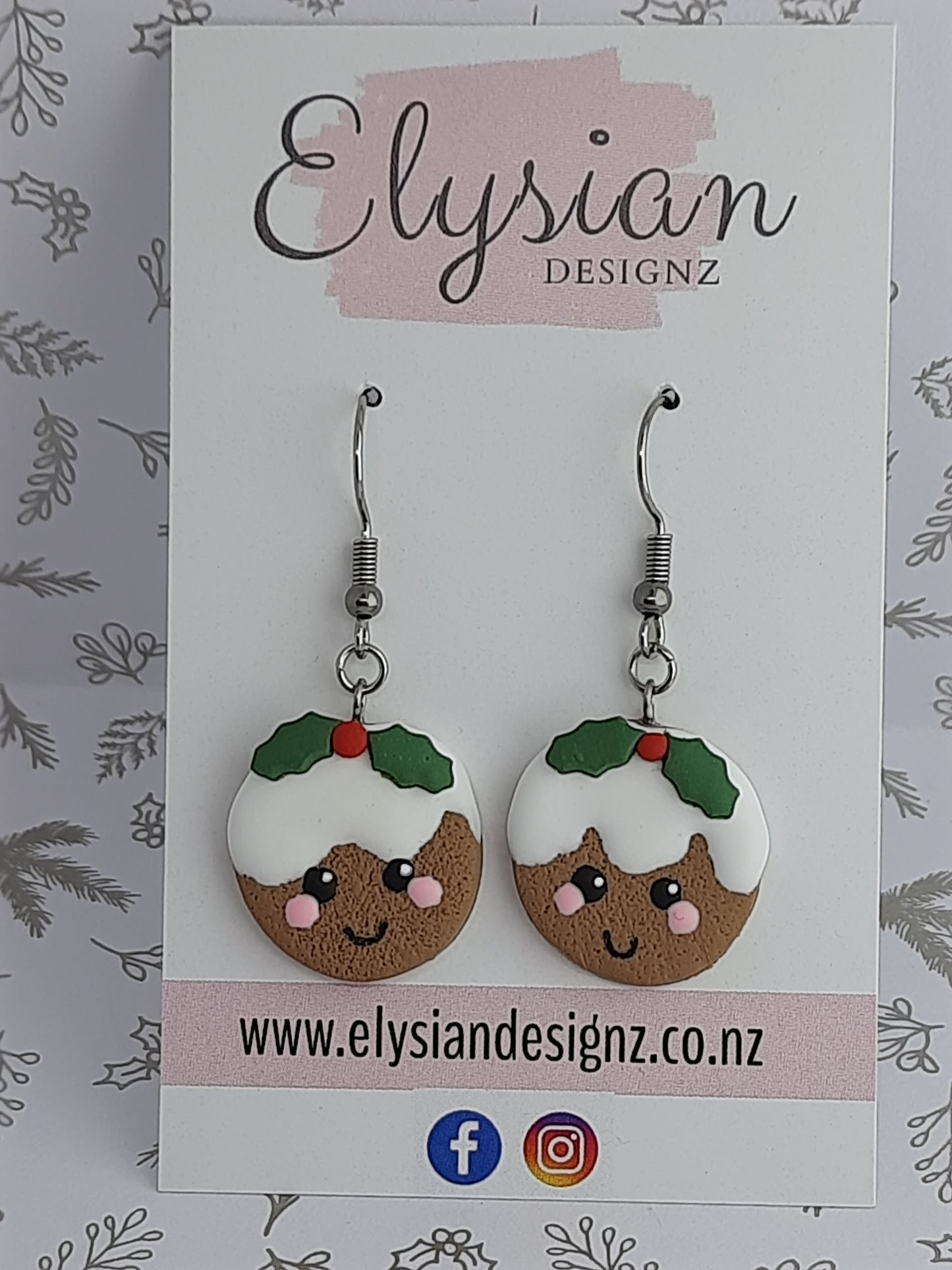 Christmas Puddings – NZ Polymer Clay Earrings