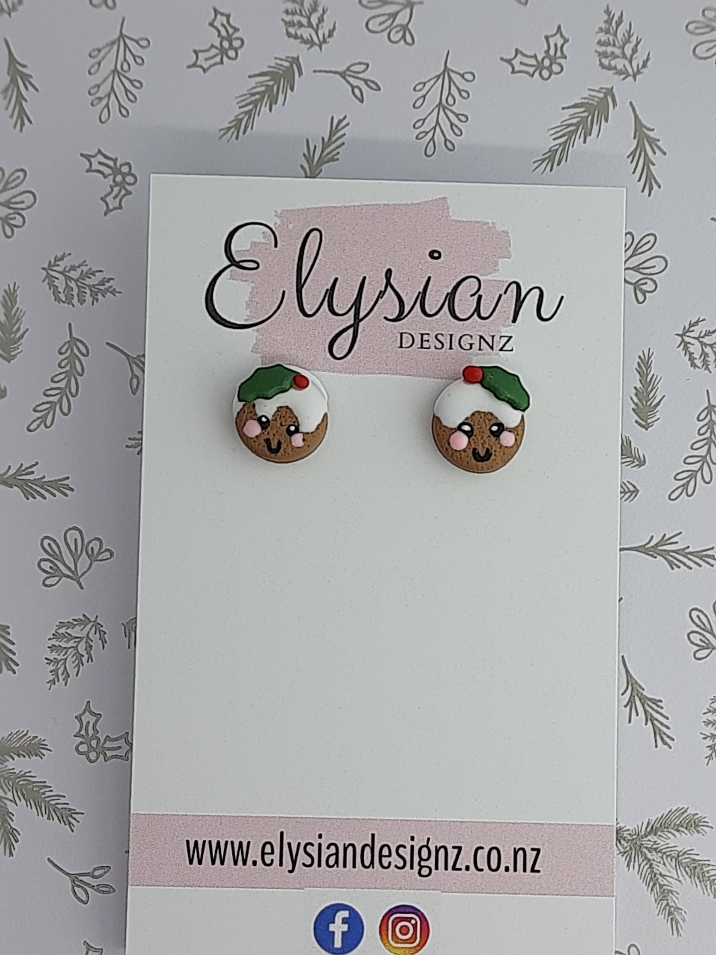 Christmas Puddings – NZ Polymer Clay Earrings