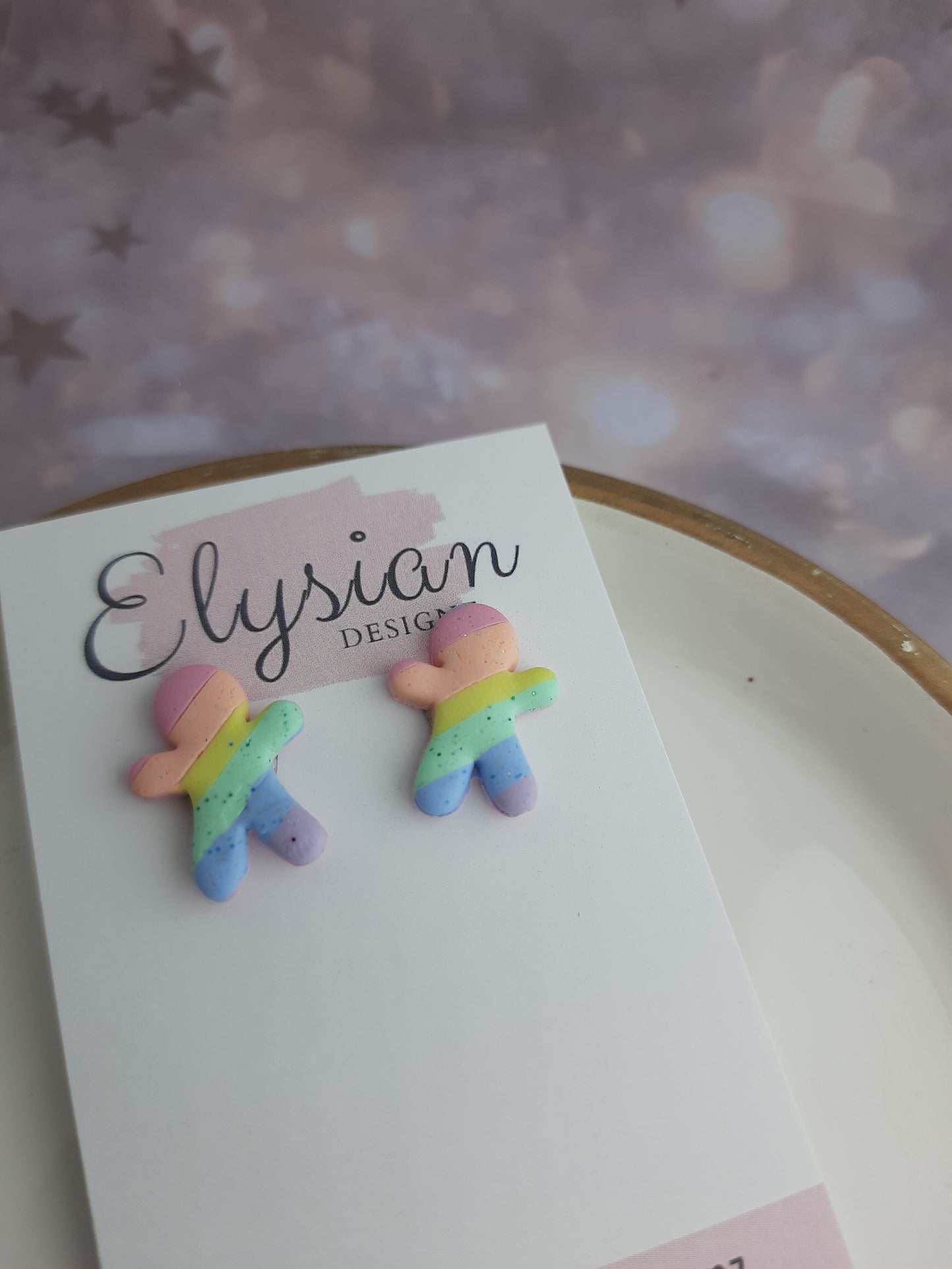Rainbow Christmas Earrings - NZ Polymer Clay Earrings