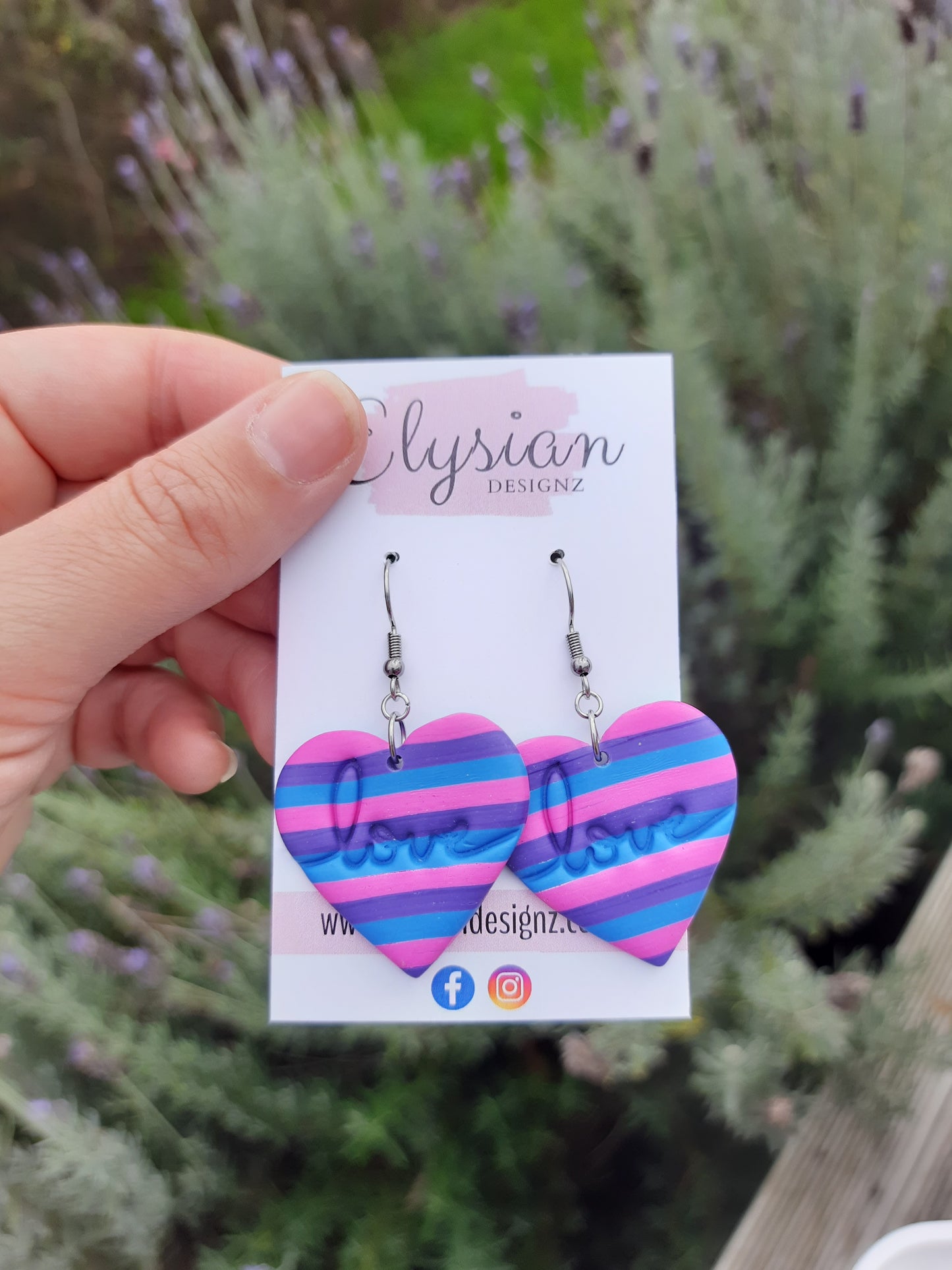 Rainbow Love Hearts - NZ Polymer Clay Earrings