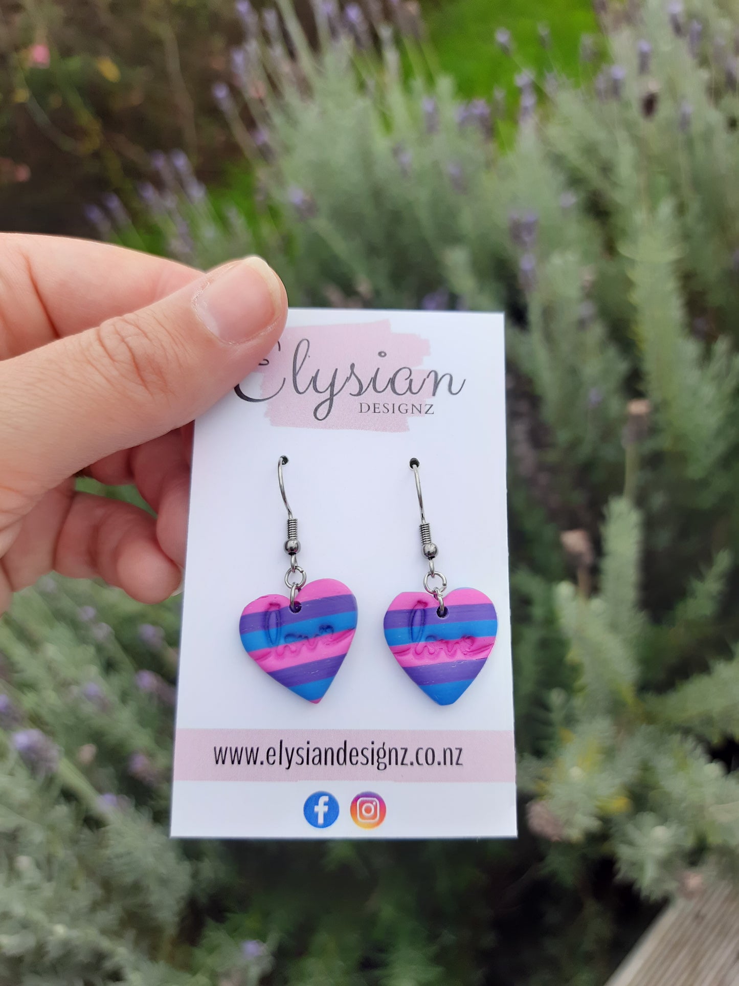 Rainbow Love Hearts - NZ Polymer Clay Earrings