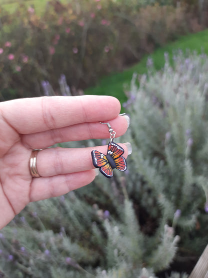 Monarch Butterfly Danglies – NZ Polymer Clay Earrings