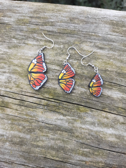 Monarch Butterfly Danglies – NZ Polymer Clay Earrings