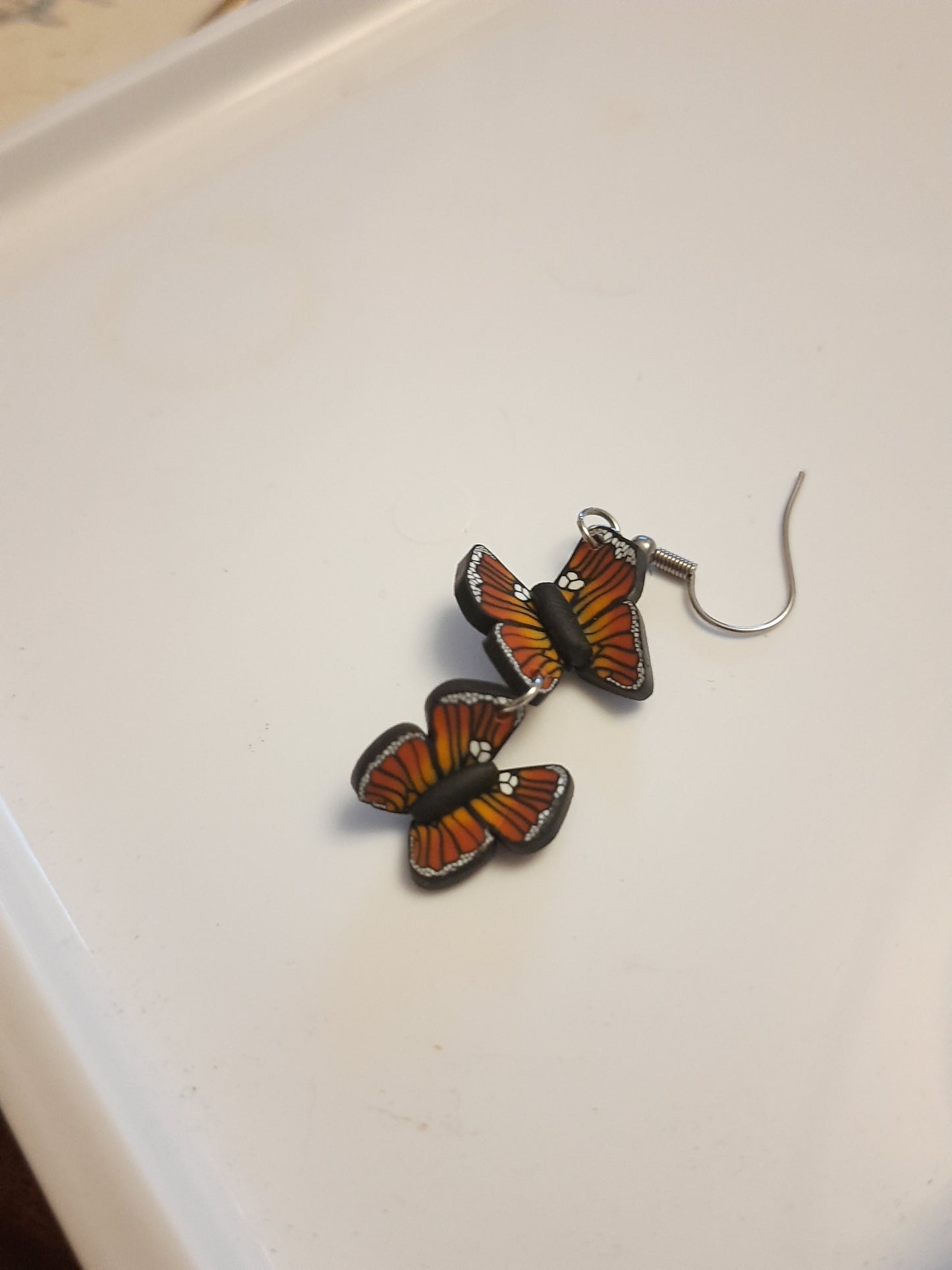 Monarch Butterfly Danglies – NZ Polymer Clay Earrings