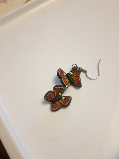 Monarch Butterfly Danglies – NZ Polymer Clay Earrings