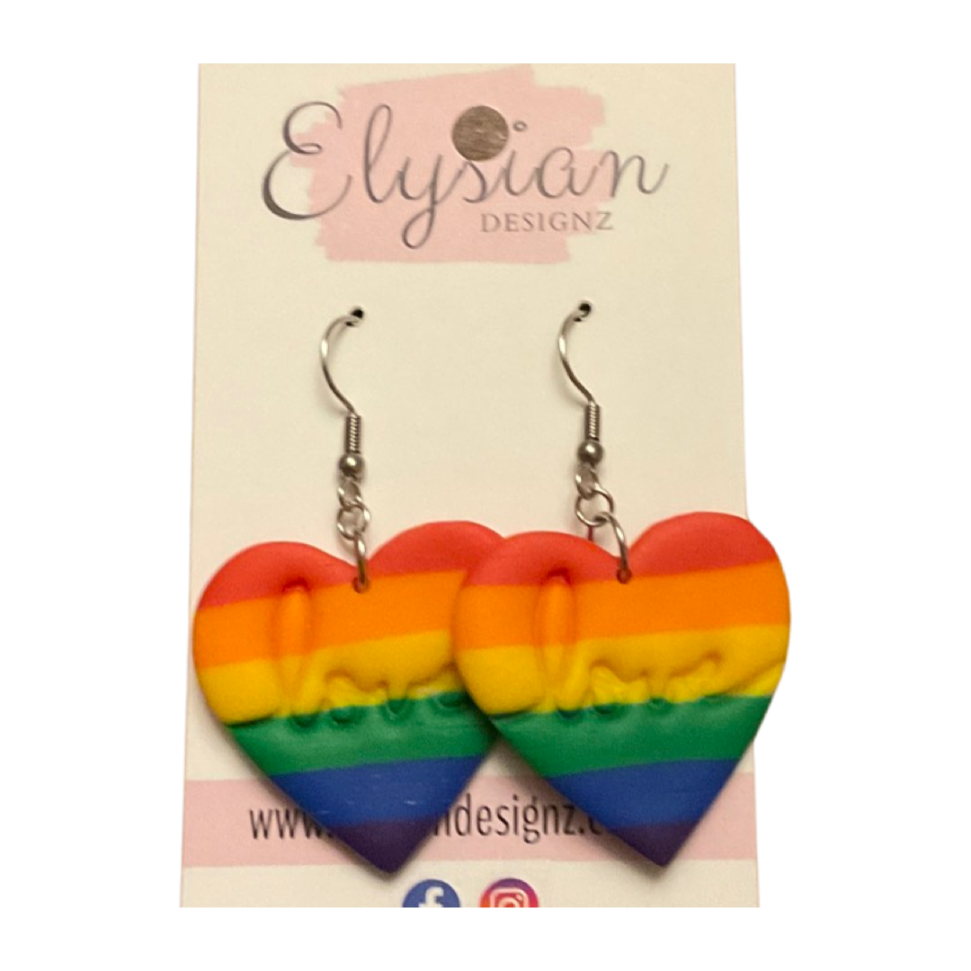 Rainbow Love Hearts - NZ Polymer Clay Earrings