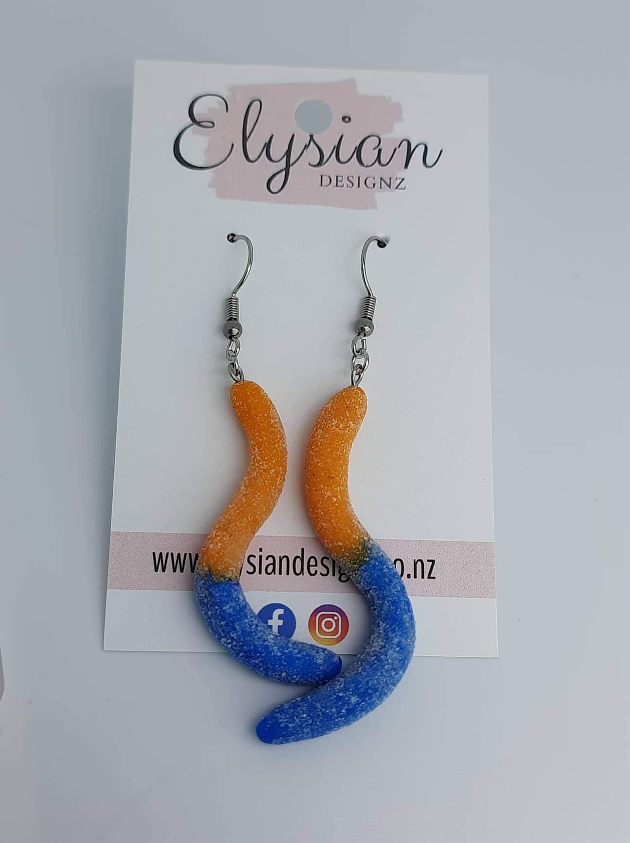 Sour Worm Dangle Earrings | Handmade Polymer Clay NZ