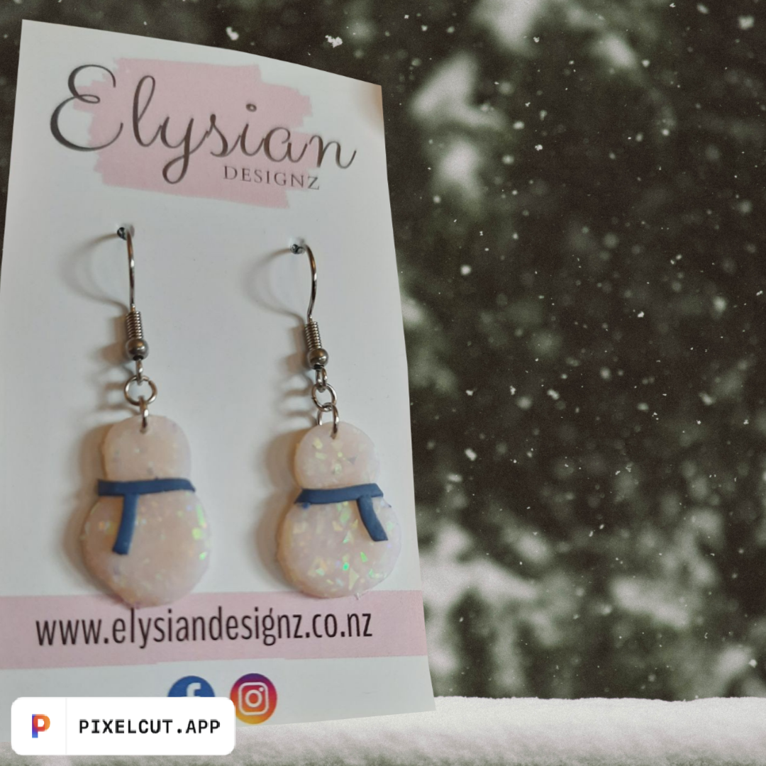 Snowman Danglies – NZ Polymer Clay Earrings