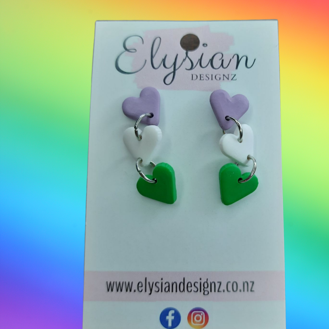 Heart Danglies - NZ Polymer Clay Earrings