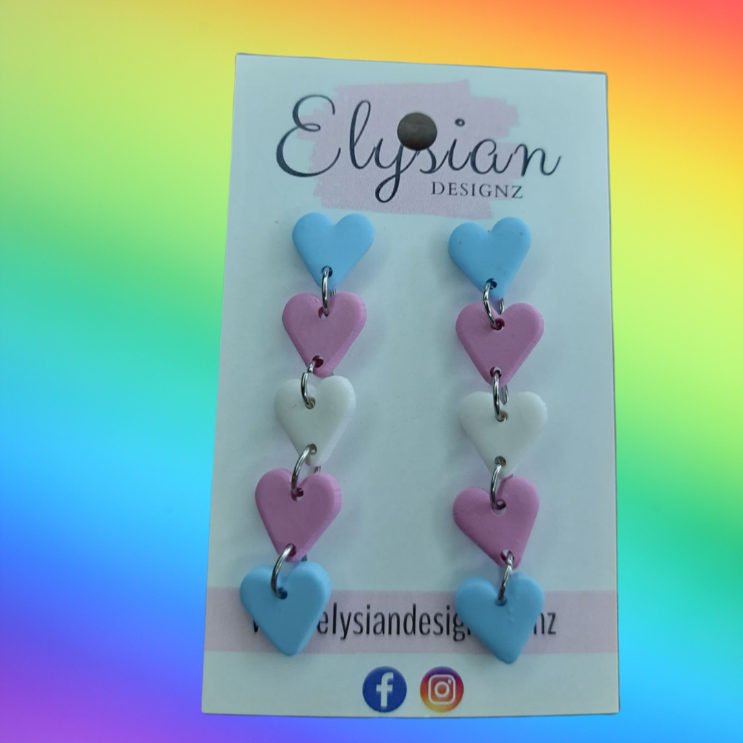 Heart Danglies - NZ Polymer Clay Earrings