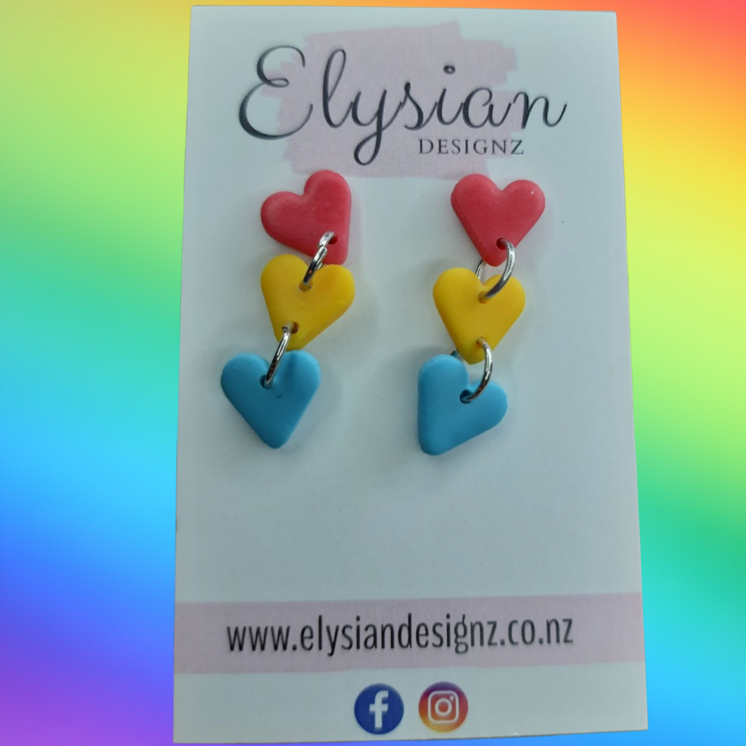 Heart Danglies - NZ Polymer Clay Earrings