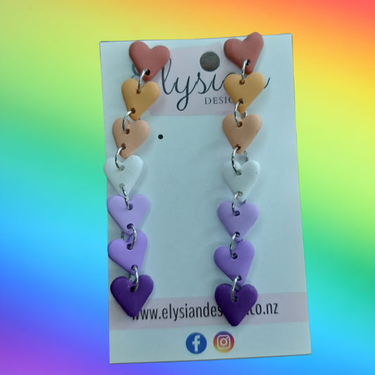 Heart Danglies - NZ Polymer Clay Earrings