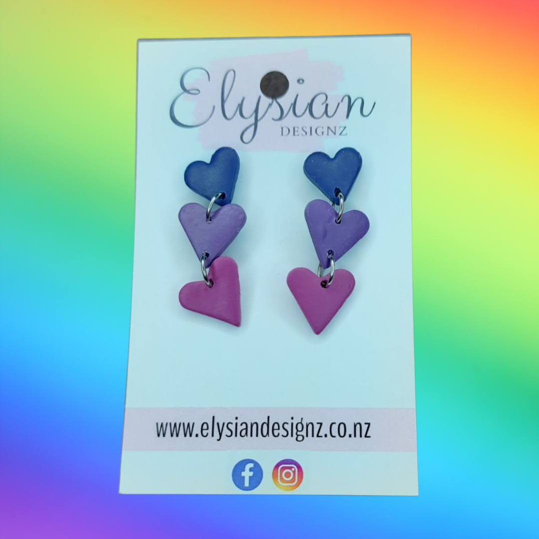 Heart Danglies - NZ Polymer Clay Earrings