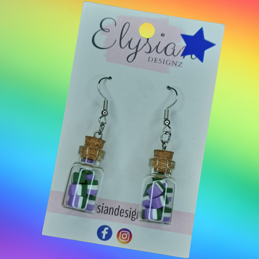 Genderqueer Licorice Bottles - NZ Polymer Clay Earrings