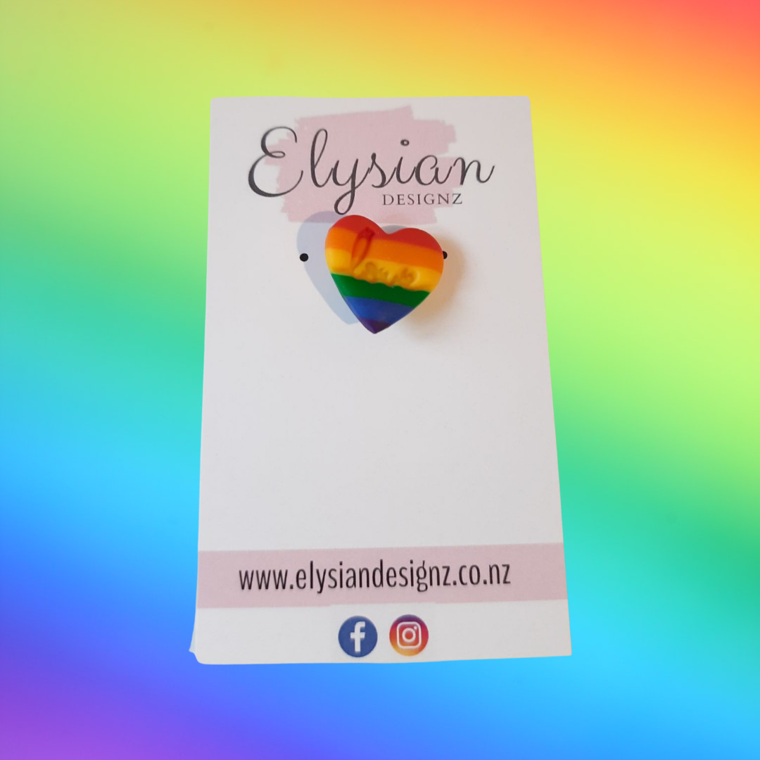 Rainbow Love Hearts - NZ Polymer Clay Earrings