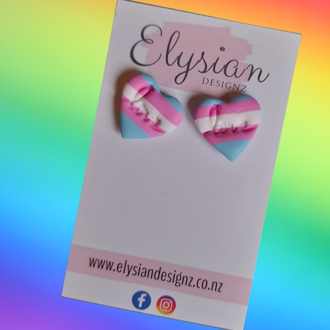 Rainbow Love Hearts - NZ Polymer Clay Earrings