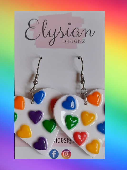 Rainbow Hearts - NZ Polymer Clay Earrings