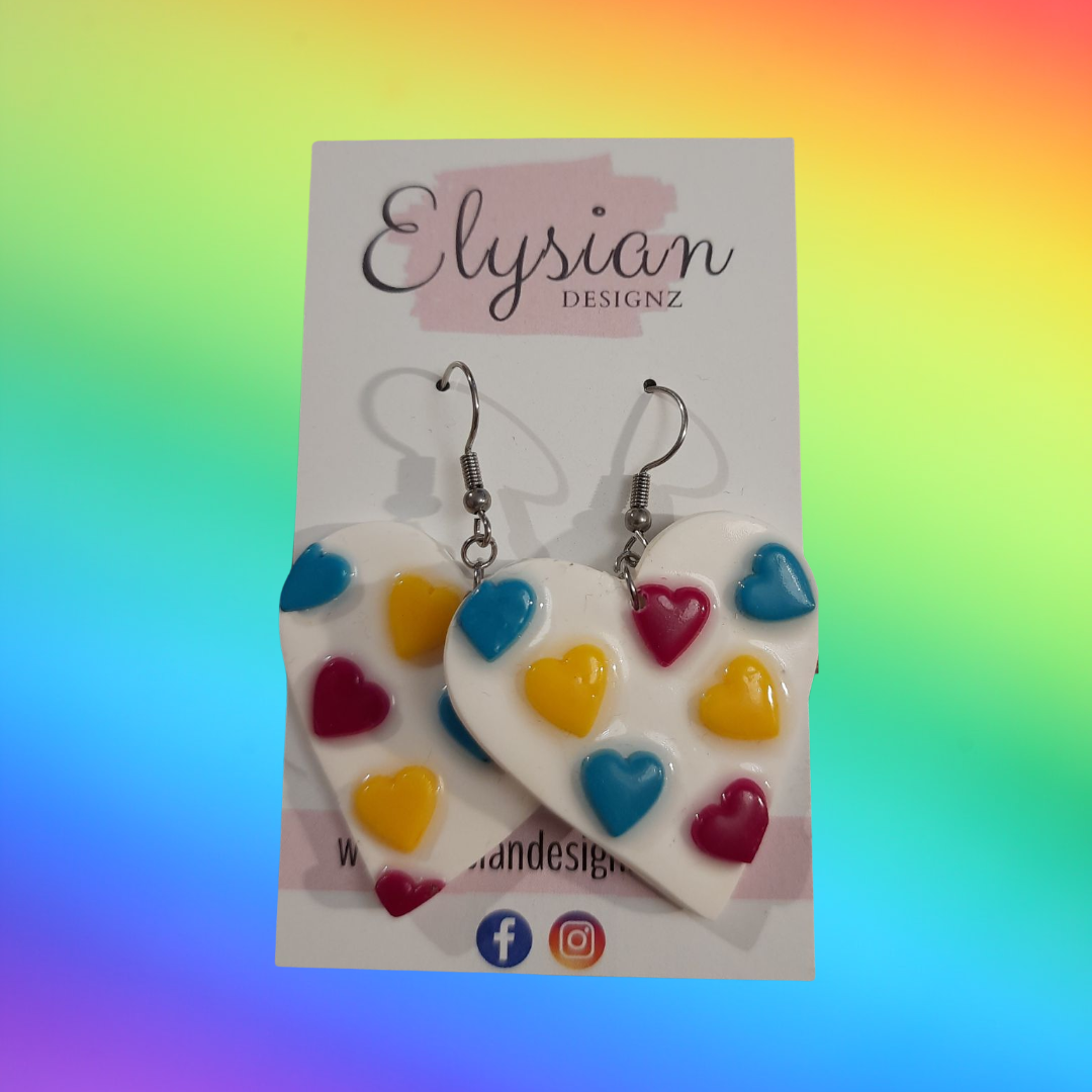 Rainbow Hearts - NZ Polymer Clay Earrings