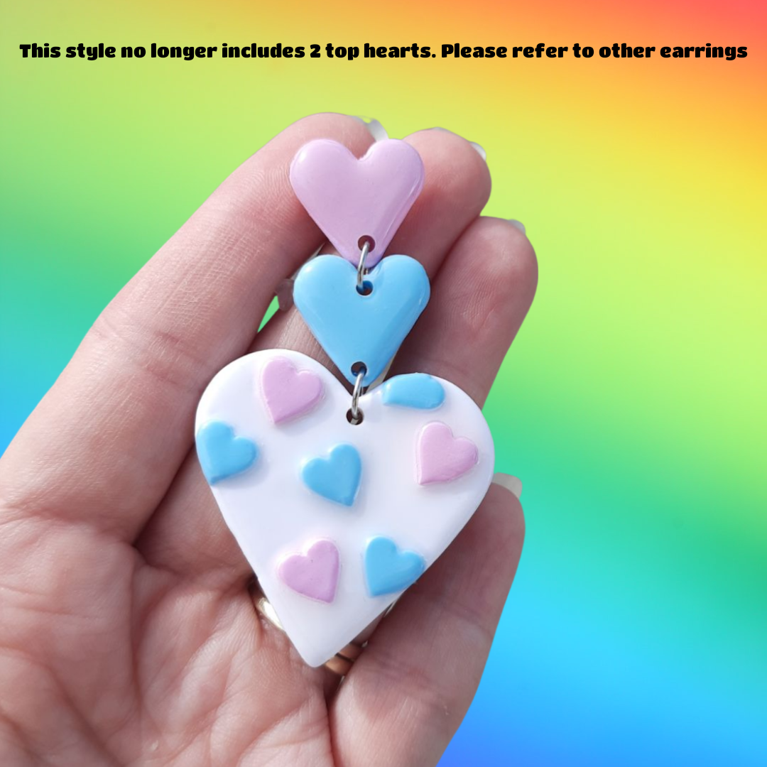 Rainbow Hearts - NZ Polymer Clay Earrings
