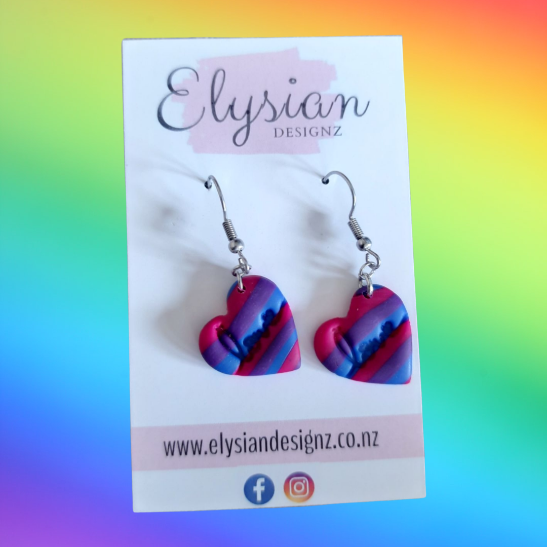 Rainbow Love Hearts - NZ Polymer Clay Earrings