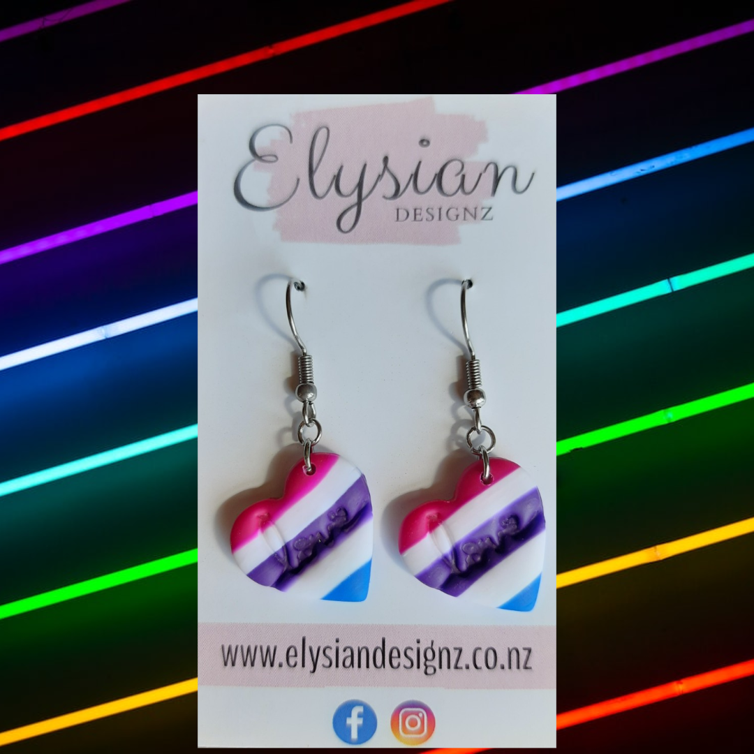 Rainbow Love Hearts - NZ Polymer Clay Earrings
