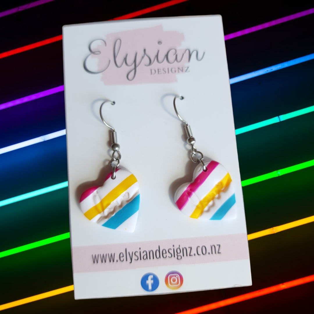 Rainbow Love Hearts - NZ Polymer Clay Earrings